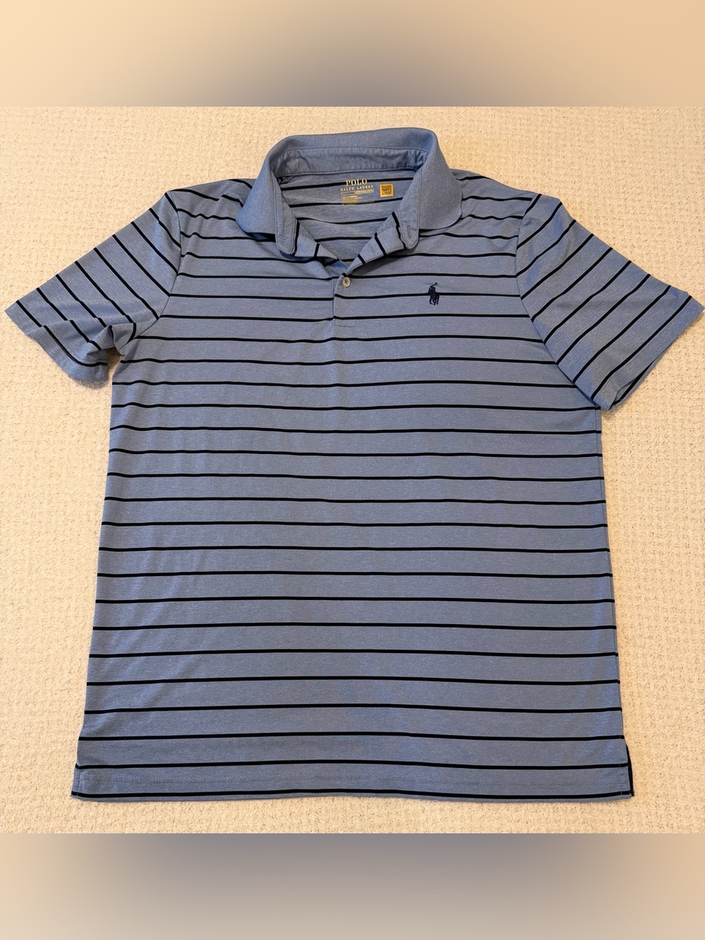 Polo Ralph Lauren Performance Striped Polo Shirt Blue Size M